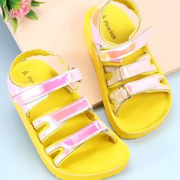 Pine Kids Party Wear Sandals With Velcro Closure - Yellow-picture-35