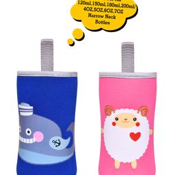 The Little Lookers Soft Stretchable Baby Feeding Bottle Cover with Strap Fish & Sheep Print Multicolor - Pack of 2-10