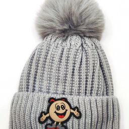 Kid-O-World Smiley Patch Woolen Cap - Grey-image-15