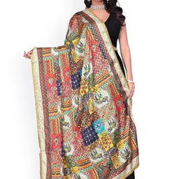 Kemza Ethnic Motifs Printed Mirror Work Dupatta-picture-41