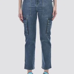 Numero Uno Women Straight Fit High-Rise Stretchable Cargo Styles Denim Jeans-image-67