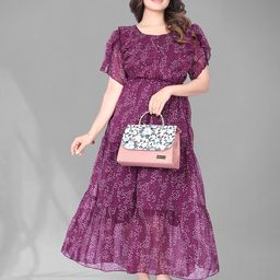 Anouk Floral Print Flutter Sleeve Georgette Maxi Dress-image-87