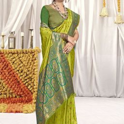 SANGAM PRINTS Woven Design Zari Tussar Saree-image-25