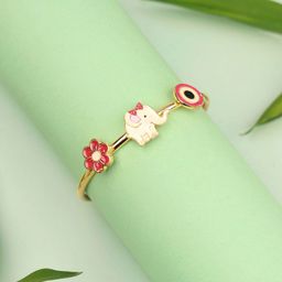 Elegante kids Infant Girls Gold-Plated Flower Elephant Evil Eye Bangle-12