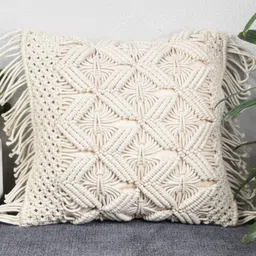 HOMADORN Off White Ethnic Motifs Square Cushion Covers-image-91