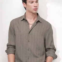HIGHLANDER Men Comfort Relaxed Fit Textured Casual Shirt-picture-40
