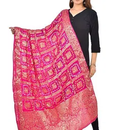 PK HUB Printed Art Silk Tie and Dye Dupatta with Zardozi-20