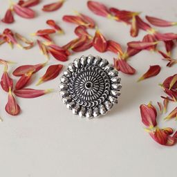 Niska Women Intricate Textured Oxidised Adjustable Ring-image-72
