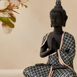 Home Centre Black & Silver Toned Buddha Figurine Showpiece-image-73