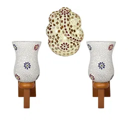 Somil Indore Mosaic Decorative Lamp Combo of Matching Wall Lamp & Blessing God Ganesh Wall Lamp, Multi Compatible with LED, Size: 13 X 13 X 27 Cm, Pack of 3.-image-88