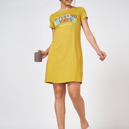 Dreamz by Pantaloons Women Pure Cotton Typography Printed Nightdress-image-70