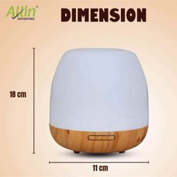 Allin Exporters Aroma Diffuser & Ultrasonic Humidifier With Changing LED Lights - White & Brown image 2