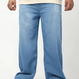Bewakoof Plus Men Blue Wide Leg Plus Size Jeans-image-28