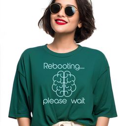 Storeily Rebooting Please Wait Printed Drop-Shoulder Sleeves Cotton Oversized T-shirt-image-38