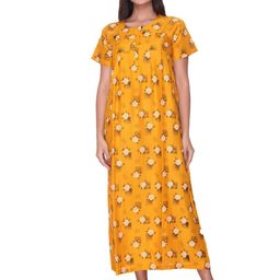 FIRST SLEEP Women Floral Printed Pure Cotton Maxi Nightdress-image-49