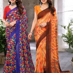 Moda Rapido Pack Of 2 Printed Pure Georgette Saree-image-98