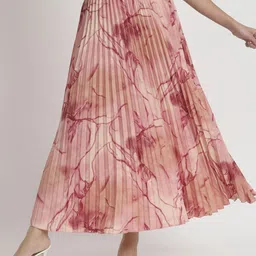 ZWERLON Printed Pleated A-Line Midi Skirt-picture-44