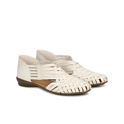 Commander Shoes Women Striped T-Strap Flats-image-63