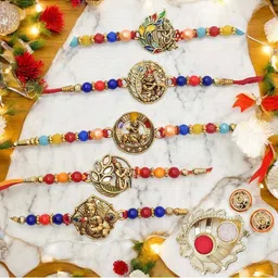 MEIRA JEWELLERY Set Of 5 Rakhi Greeting Card & Roli Chawal-image-11