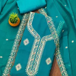 SAINOOR Embroidered Silk Georgette Unstitched Dress Material-picture-34