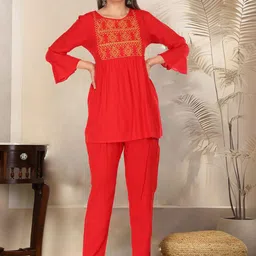 MARISY Embroidered Tunic With Trousers Co-Ords-image-6