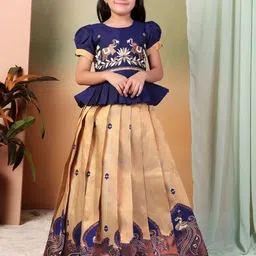 UFB Girls Embroidered Thread Work Ready to Wear Lehenga &-image-20