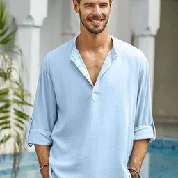 AMRIT TOP WEAR Men Band Collar Kurta-picture-24