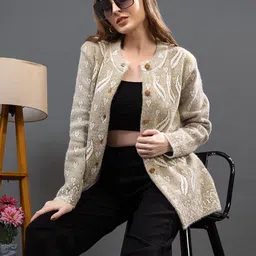 Dadu Dayal Women Self Design Woollen Cardigan-picture-1