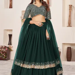 DIVASTRI Embellished Sequinned Semi-Stitched Lehenga & Unstitched Blouse With Dupatta-picture-12