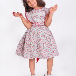 Miyo Girls Floral Printed Fit & Flare Knee Length Dress-image-97
