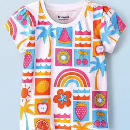 Honeyhap Boys Pack of 2 Floral Printed Bio Finish Round Neck Cotton T-shirts-image-74