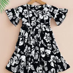 Bella Moda Floral Print Bell Sleeve Fit & Flare Dress-image-89