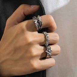 StyleCast x Revolte Set Of 3 Sliver-Plated Adjustable Finger Ring image 2
