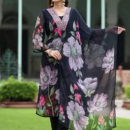 DIVASTRI Women Printed Regular Kurta with Trousers & With Dupatta image 3