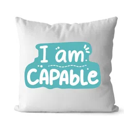 Loops n knots White & Blue I Am Capable Printed Pre-Filled Cushion-picture-0