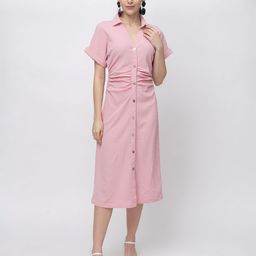 7OUNCE Women Shirt Collar Short Sleeves Shirt Dress-image-60