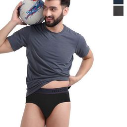 FREECULTR Pack Of 3 Men Anti Bacterial Ribbed Basic Briefs-25