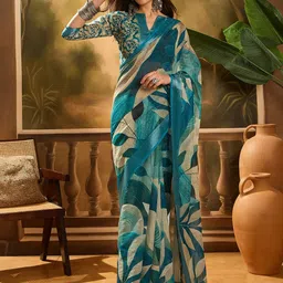 SAINOOR Printed Zari Banarasi Saree-image-45
