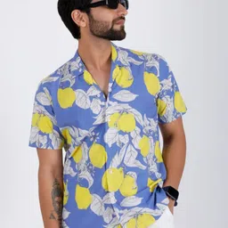 15 BUTTONS Comfort Printed Spread Collar Casual Pure Cotton Shirt-image-97