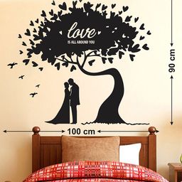 LANSTICK Black Printed Tree With Couple Wall Sticker-image-10