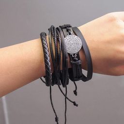 Vientiq Black Leather Bracelet-image-83