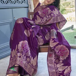 all about you Woven Design Zari Silk Cotton Banarasi Saree-image-55
