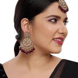 R A Enterprises Maroon Alloy Gold-Plated Jewellery Set-6