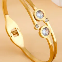 MYKI Gold-Plated Artificial Stones Studded Bangle-Style Bracelet image 2