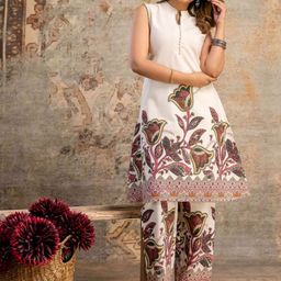 AUTUMN LANE Women Floral Printed Pure Cotton Kurta With Trousers-15