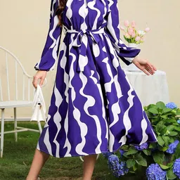 Mast & Harbour Women Printed Fit & Flare Midi Dress With Belt-picture-6