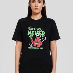 Underrated Club Women Printed Bio Finish Applique T-shirt-image-63