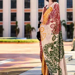 DIVASTRI Ethnic Motifs Printed Satin Saree-19