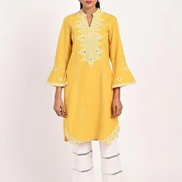 Lakshita Women Embroidered Pure Cotton Mirror Work Kurti-picture-5