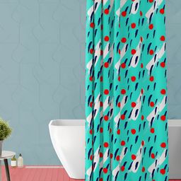 ArtzFolio Teal Green & Red Abstract Printed Waterproof Shower Curtain-17